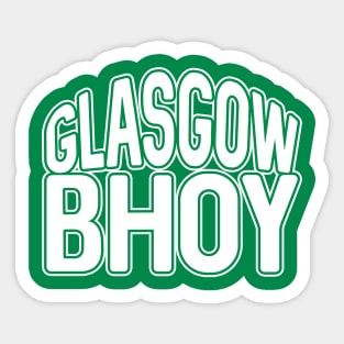 GLASGOW BHOY, Glasgow Celtic Football Club White and Green Text Design Sticker